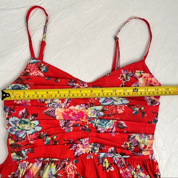 Roxy red multicolor floral skater sundress with adjustable straps S - Picture 7 of 12